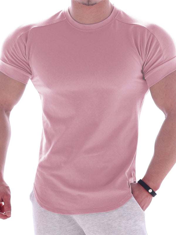 Revitalizing Quick-Dry Elastic Fit Sports Tee - Trendy Round Neck Short Sleeve