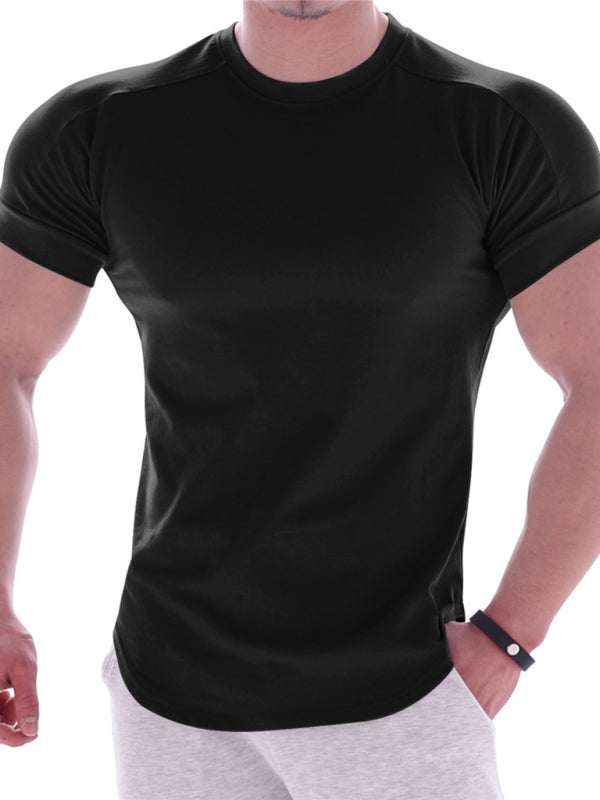 Revitalizing Quick-Dry Elastic Fit Sports Tee - Trendy Round Neck Short Sleeve