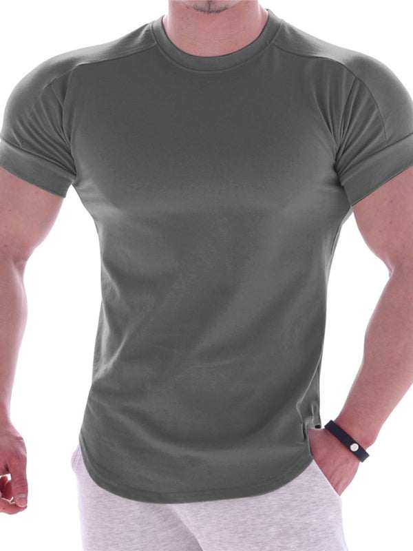 Revitalizing Quick-Dry Elastic Fit Sports Tee - Trendy Round Neck Short Sleeve