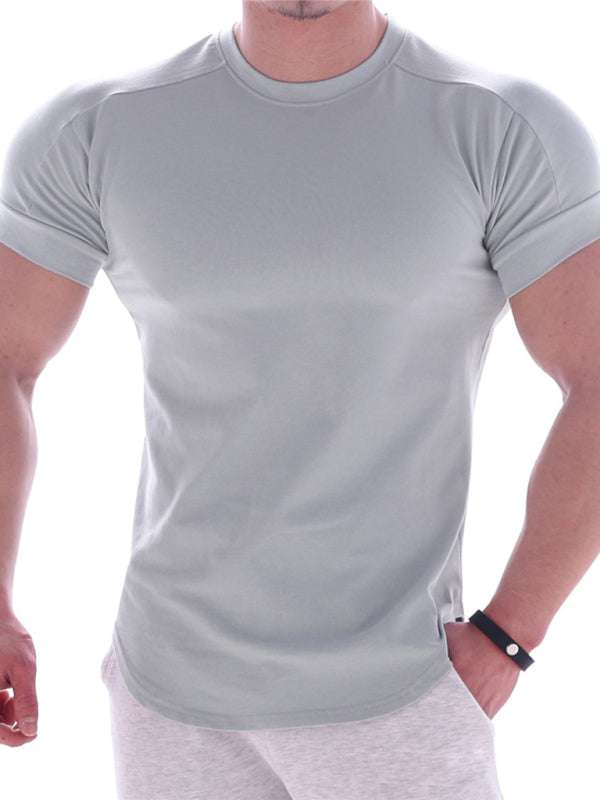 Revitalizing Quick-Dry Elastic Fit Sports Tee - Trendy Round Neck Short Sleeve