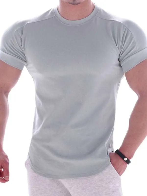 Revitalizing Quick-Dry Elastic Fit Sports Tee - Trendy Round Neck Short Sleeve - MENLL
