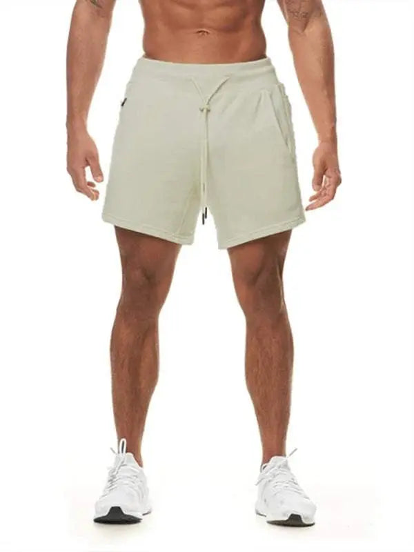 MENLL Multi Pocket Gym Shorts Men's Activewear Training Shorts - White by MENLL