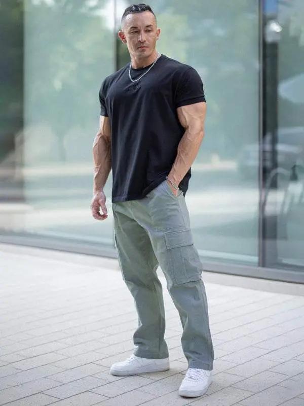 Versatile Men's Spliced Casual Sports Overalls - Easygoing Comfort for Spring & Summer Adventures - MENLL