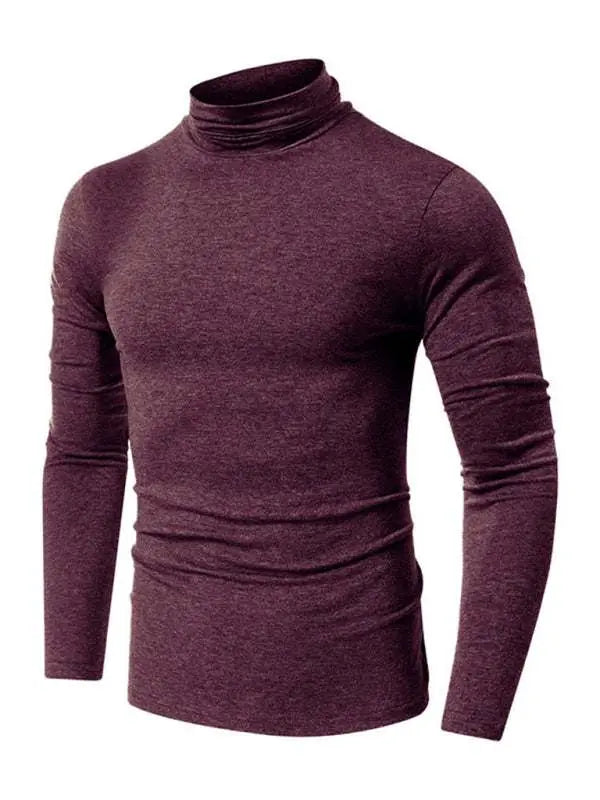 MENLL White Turtleneck Tee Men's Everyday Layering Long Sleeve Soft Top by MENLL