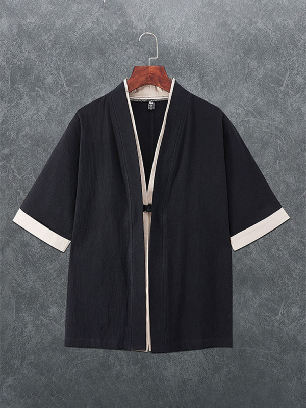 Linen Luxe: Men's Casual Solid Color Button-Up T-Shirt for Effortless Spring-Summer Style - MENLL