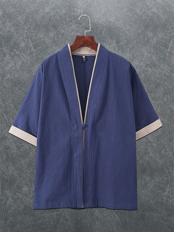 Linen Luxe: Men's Casual Solid Color Button-Up T-Shirt for Effortless Spring-Summer Style - MENLL