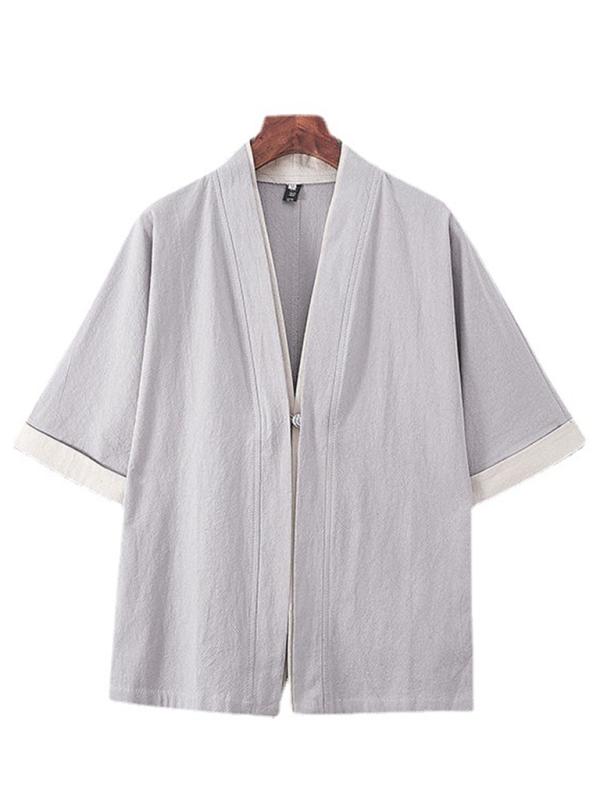 Linen Luxe: Men's Casual Solid Color Button-Up T-Shirt for Effortless Spring-Summer Style - MENLL