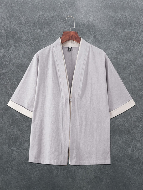 Linen Luxe: Men's Casual Solid Color Button-Up T-Shirt for Effortless Spring-Summer Style - MENLL