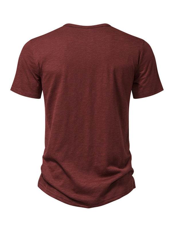 Classic Comfort: Men's Short Sleeve Casual Henley T-Shirt for Effortless Style - MENLL