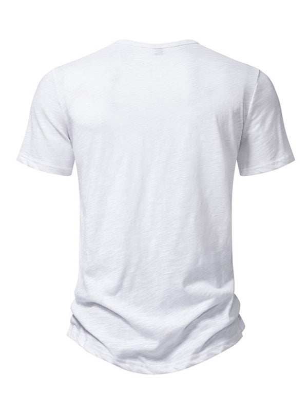 Classic Comfort: Men's Short Sleeve Casual Henley T-Shirt for Effortless Style - MENLL