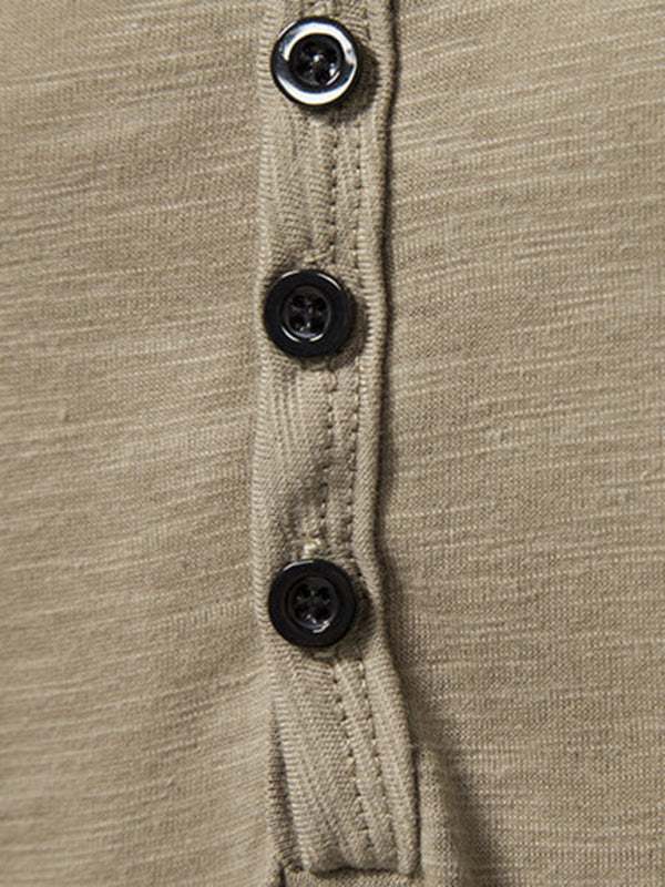 Classic Comfort: Men's Short Sleeve Casual Henley T-Shirt for Effortless Style - MENLL