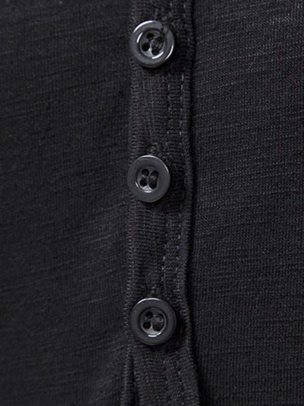 Classic Comfort: Men's Short Sleeve Casual Henley T-Shirt for Effortless Style - MENLL