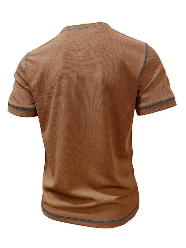 Vintage-Inspired Men's Short Sleeve Henley T-Shirt for Effortless Style - MENLL