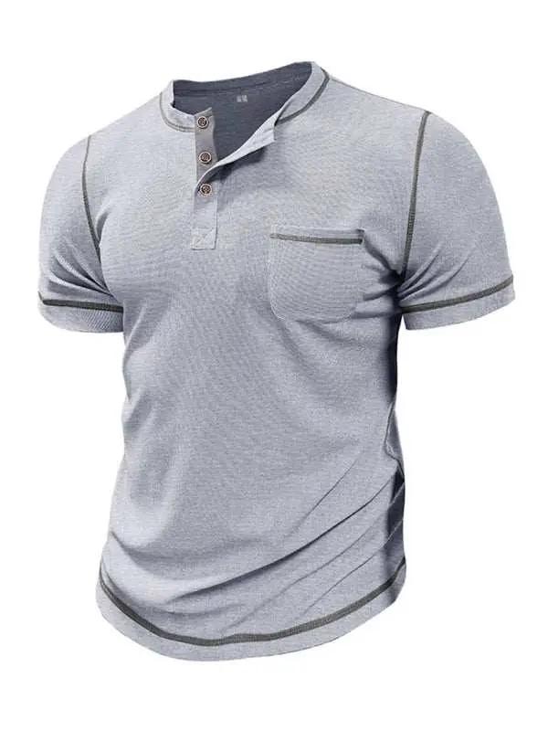 Vintage-Inspired Men's Short Sleeve Henley T-Shirt for Effortless Style - MENLL