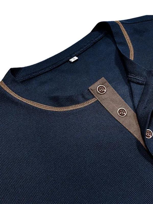 Vintage-Inspired Men's Short Sleeve Henley T-Shirt for Effortless Style - MENLL