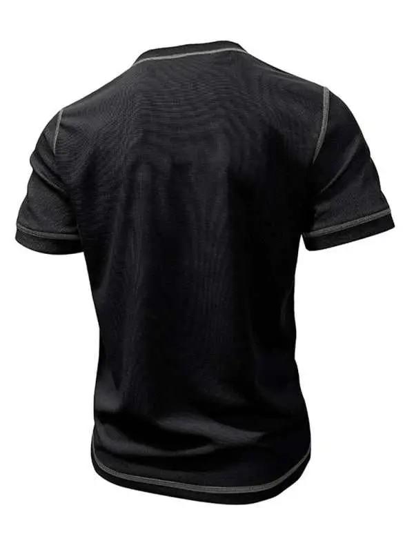 Vintage-Inspired Men's Short Sleeve Henley T-Shirt for Effortless Style - MENLL