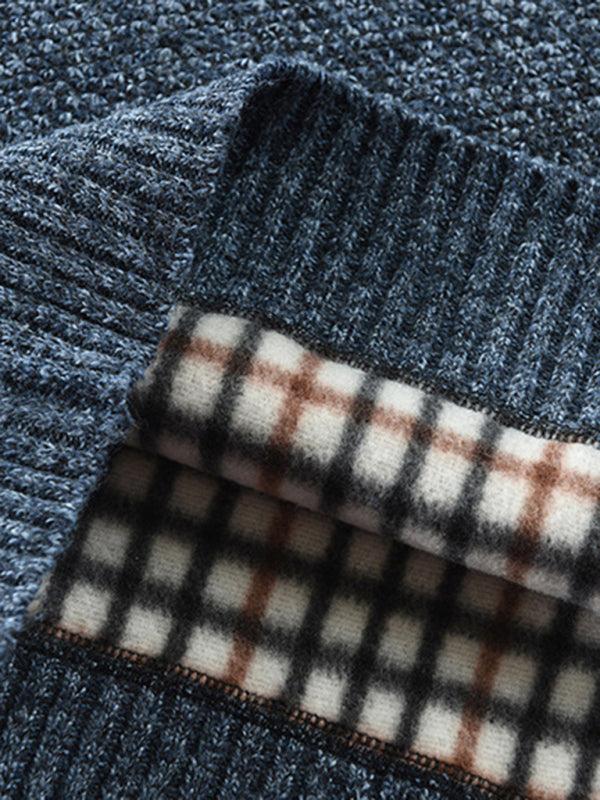 Stylish Color-Blocked Knitted Pullover Sweater for Men with Stand Collar – Perfect for Autumn-Winter Casual Wear