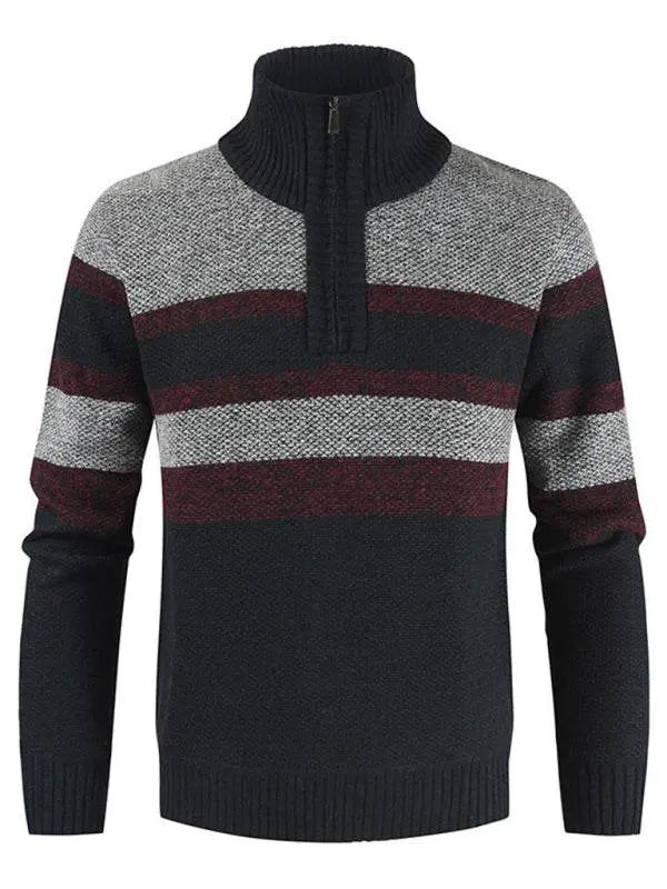 MENLL Color Block Sweater Men's Casual Knitted Pullover Stylish by MENLL