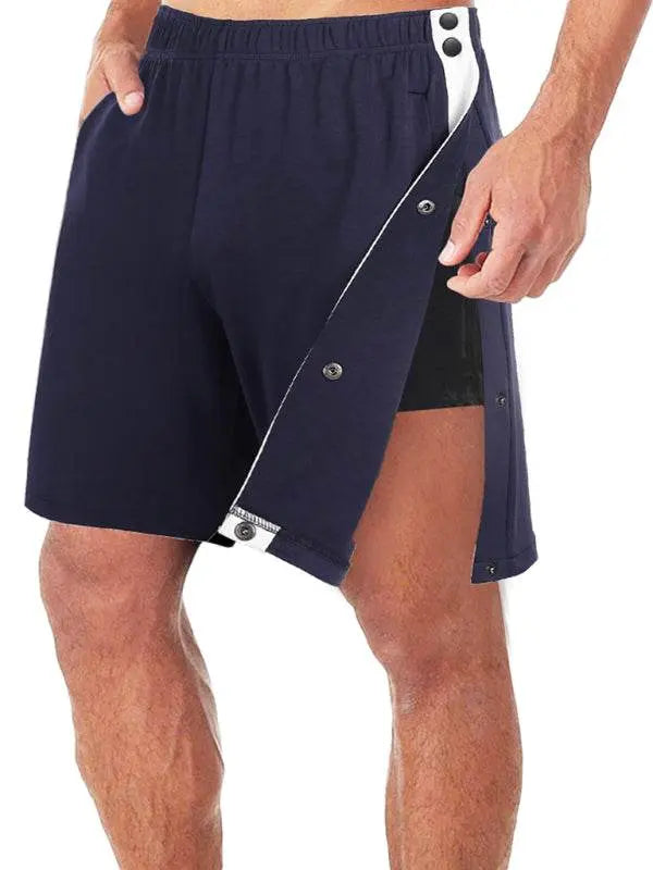 MENLL Full Side Button Shorts Men's Athletic Basketball Shorts Loose Fit by MENLL