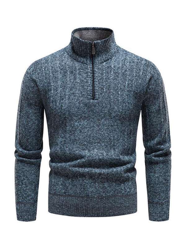 Stylish Men's Zippered Stand Collar Cardigan Sweater for Spring-Summer Comfort - MENLL