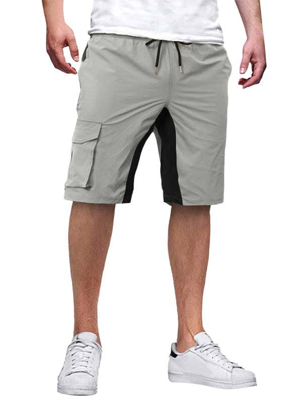 Men's vibrant color block drawstring casual shorts; lightweight and stylish for spring-summer.