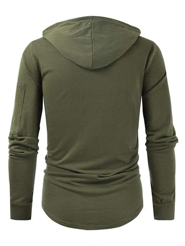 Stylish Men's Solid Color Lace-Up Pullover Hoodie for Year-Round Casual Comfort - MENLL