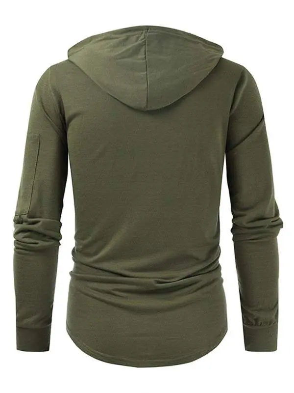 Stylish Men's Solid Color Lace-Up Pullover Hoodie for Year-Round Casual Comfort - MENLL