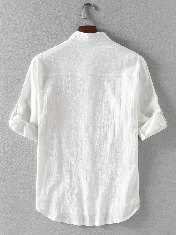 Stylish Men's Lightweight Short Sleeve Stand Collar Shirt for Effortless Spring-Summer Fashion - MENLL