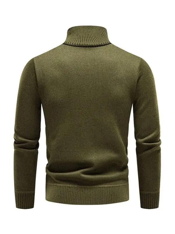 Thickened Half-Zip Stand-Up Collar Pullover Sweater for Men - Stylish Patchwork Knit for Ultimate Comfort and Versatility - MENLL