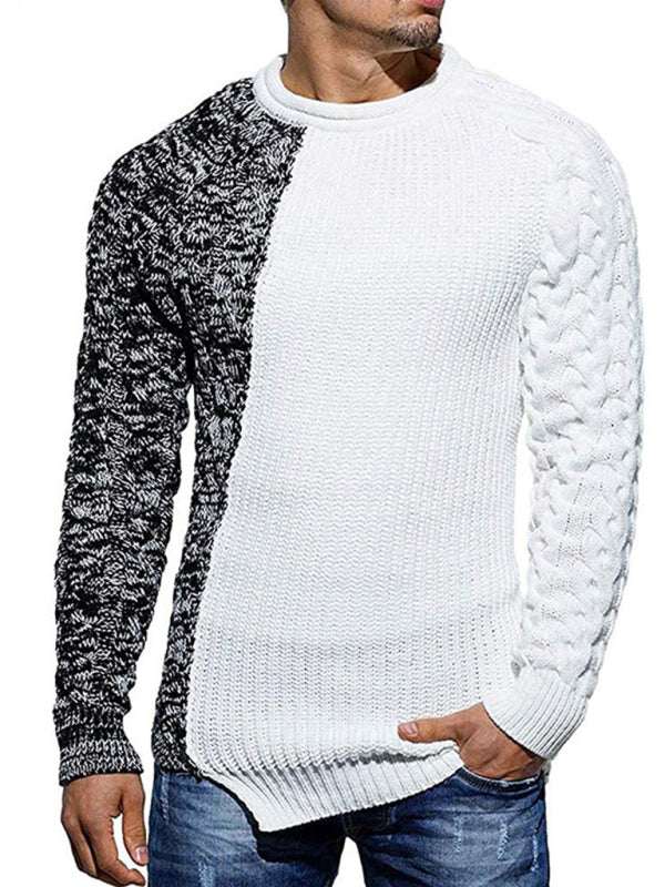 Chic Men's Slim-Fit Knitted Sweater with Round Neck - Perfect for Autumn-Winter Style - MENLL