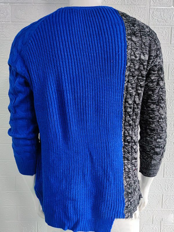 Chic Men's Slim-Fit Knitted Sweater with Round Neck - Perfect for Autumn-Winter Style - MENLL