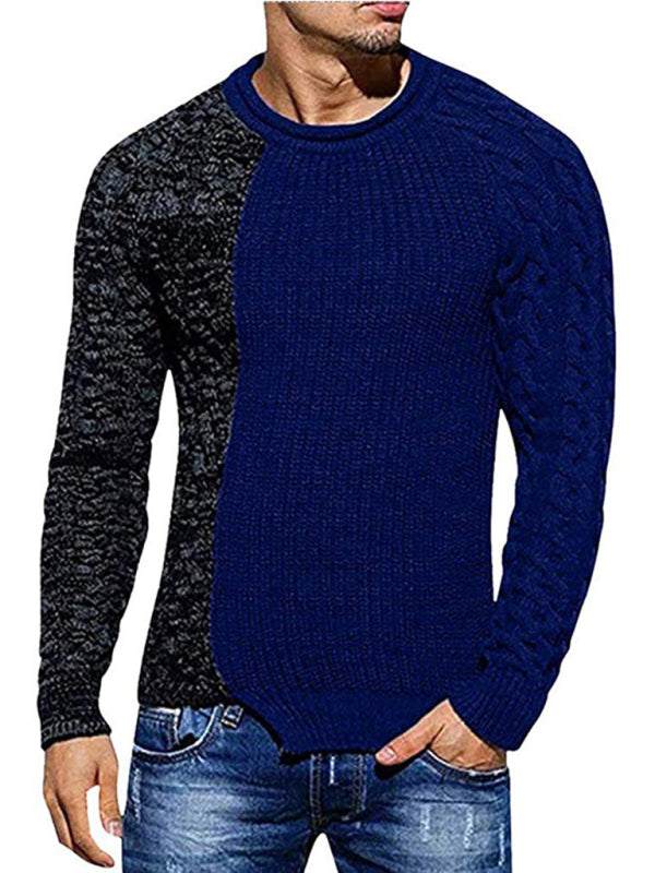 Chic Men's Slim-Fit Knitted Sweater with Round Neck - Perfect for Autumn-Winter Style - MENLL