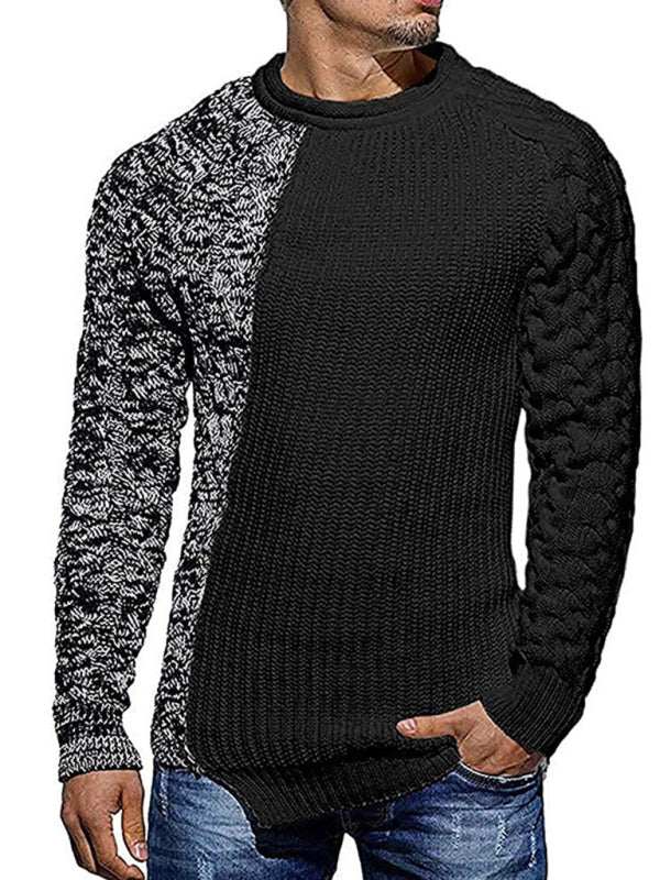 Chic Men's Slim-Fit Knitted Sweater with Round Neck - Perfect for Autumn-Winter Style - MENLL