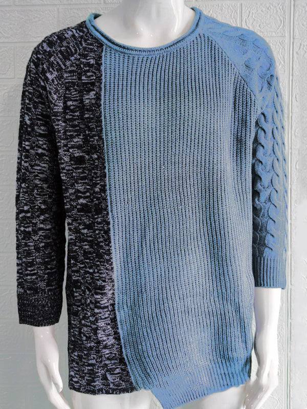 Chic Men's Slim-Fit Knitted Sweater with Round Neck - Perfect for Autumn-Winter Style - MENLL
