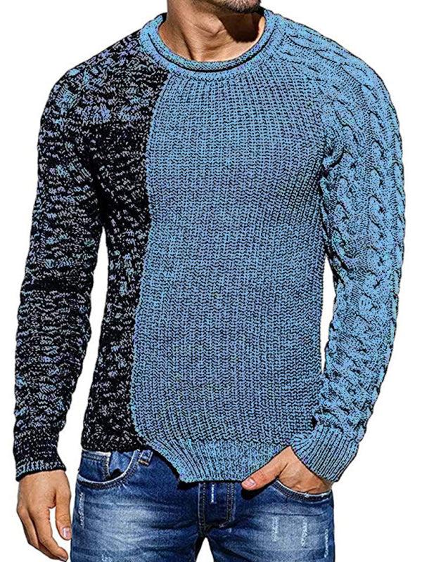 Chic Men's Slim-Fit Knitted Sweater with Round Neck - Perfect for Autumn-Winter Style - MENLL