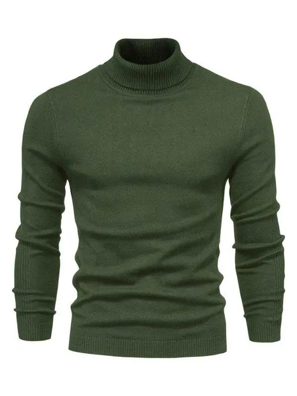 Cozy casual turtleneck pullover sweater for men in green, perfect spring-summer knitwear.