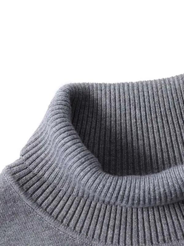 Cozy Casual Turtleneck Pullover Sweater for Men - Perfect Spring-Summer Knitwear! - MENLL