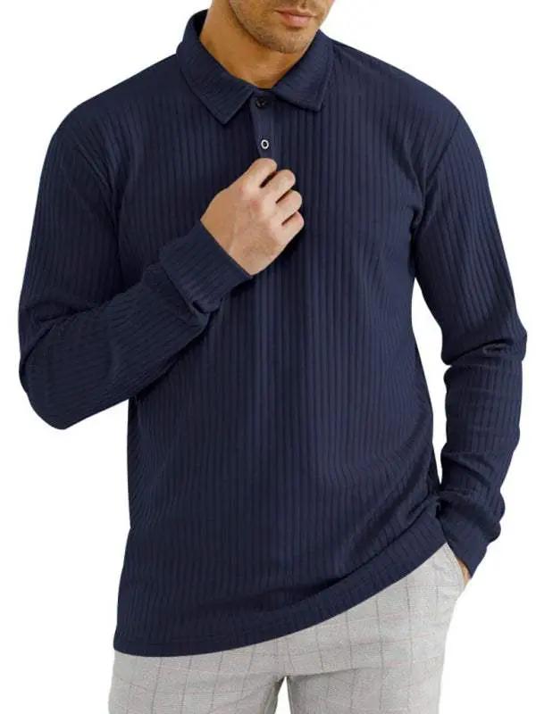 Elevate Your Style: Versatile Men's Long Sleeve Polo T-Shirt for All Seasons - MENLL