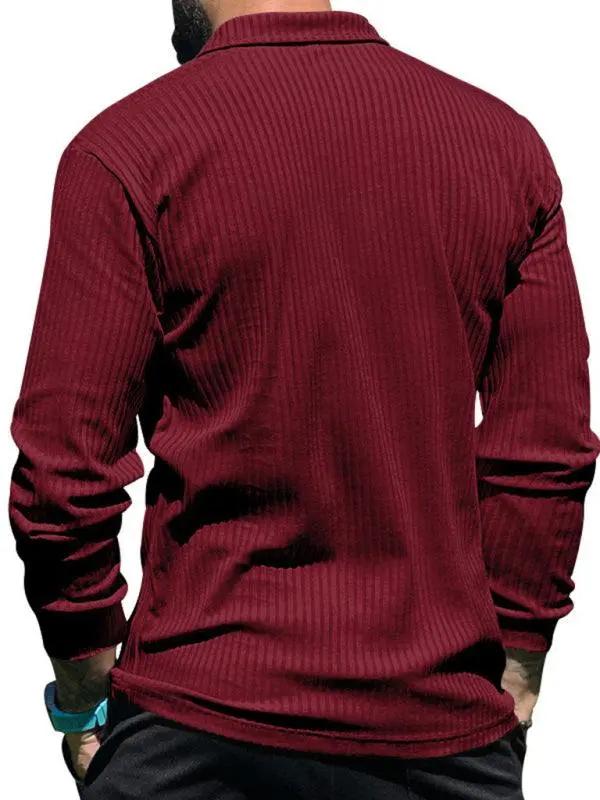 Sleek Men's Slim Fit Long Sleeve Polo T-Shirt - Sporty Lapel Style for Effortless Confidence - MENLL