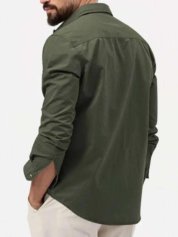 Stylish Multi-Pocket Long-Sleeve Shirt for Men - Perfect for Autumn-Winter Casual Wear - MENLL