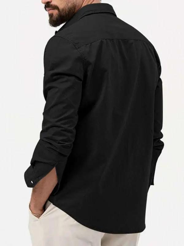 Stylish Multi-Pocket Long-Sleeve Shirt for Men - Perfect for Autumn-Winter Casual Wear - MENLL