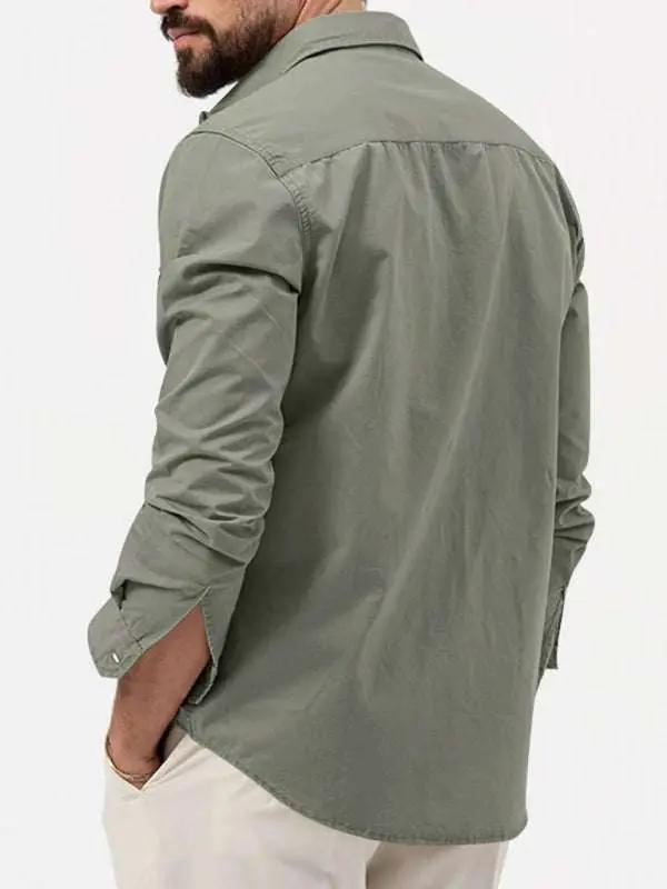 Stylish Multi-Pocket Long-Sleeve Shirt for Men - Perfect for Autumn-Winter Casual Wear - MENLL