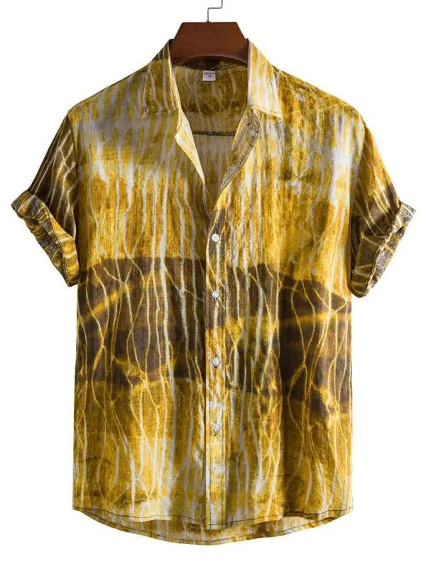 Vibrant Floral Paradise: Men's Casual Short Sleeve Summer Shirt - MENLL