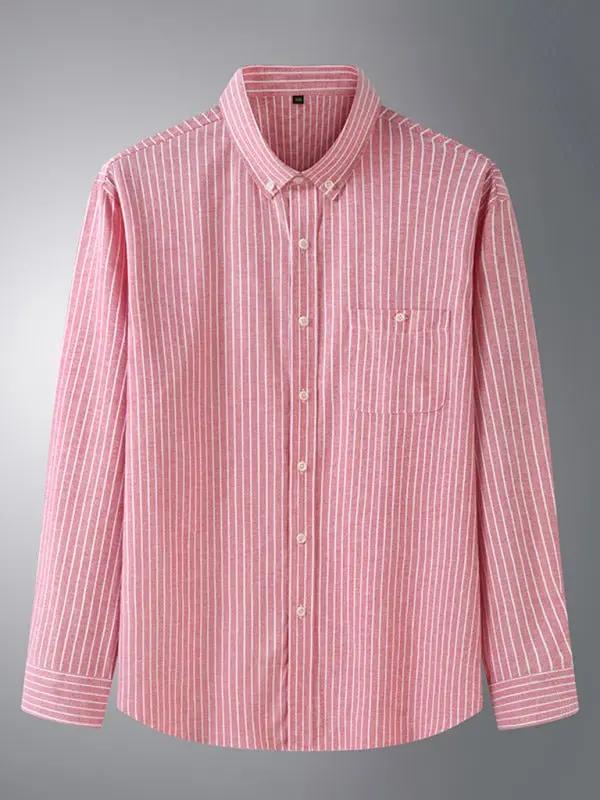 Vibrant Plus Size Men's Long Sleeve Rainbow Striped Shirt for Every Occasion - MENLL