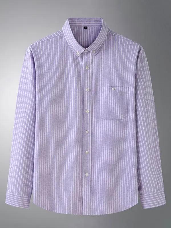 Vibrant Plus Size Men's Long Sleeve Rainbow Striped Shirt for Every Occasion - MENLL