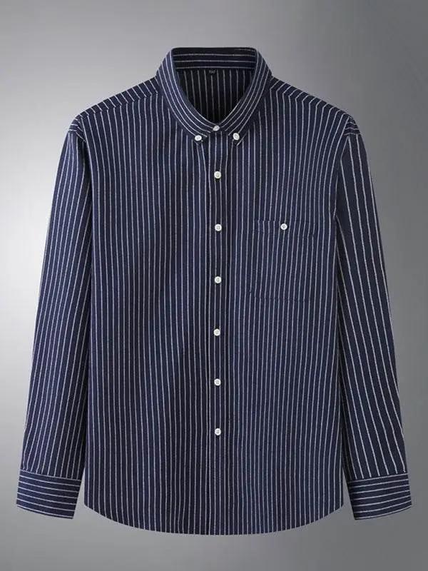 Vibrant Plus Size Men's Long Sleeve Rainbow Striped Shirt for Every Occasion - MENLL