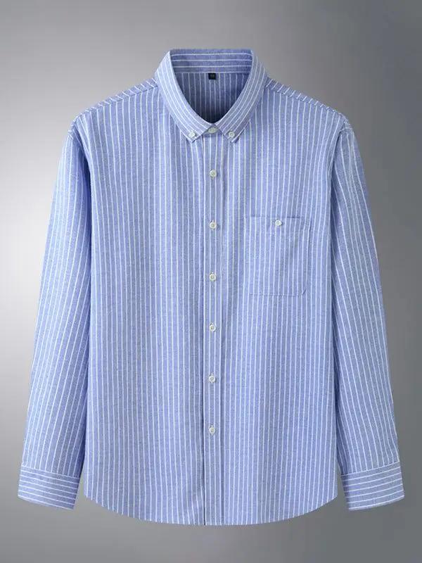 Vibrant Plus Size Men's Long Sleeve Rainbow Striped Shirt for Every Occasion - MENLL