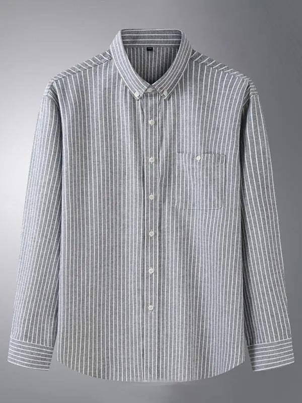 Vibrant Plus Size Men's Long Sleeve Rainbow Striped Shirt for Every Occasion - MENLL
