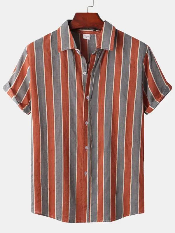 Hawaiian style men's casual beach shirt with vibrant print, lightweight and breathable fabric.