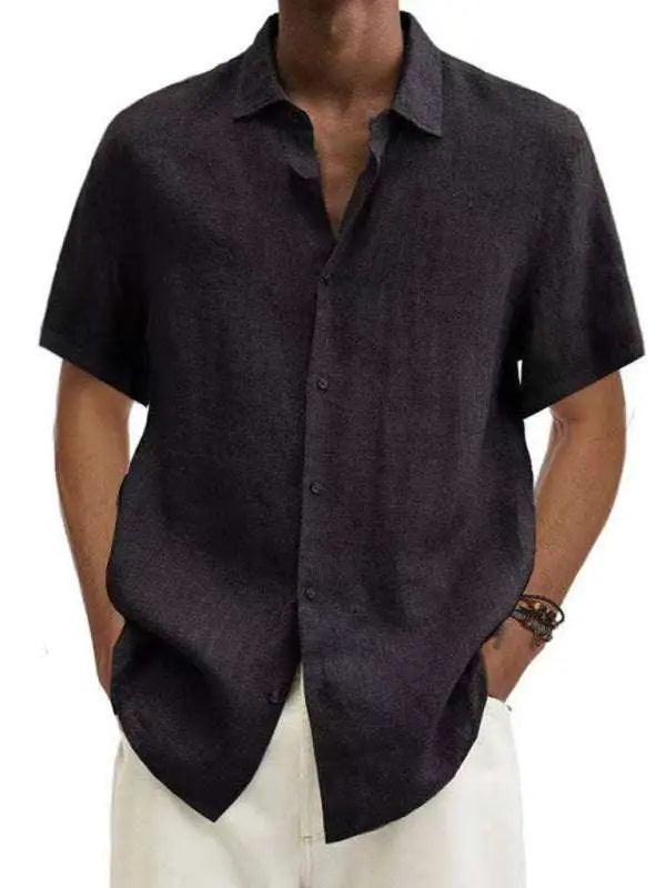 Stylish Men's Short Sleeve Woven Shirt for Effortless Casual Elegance - MENLL